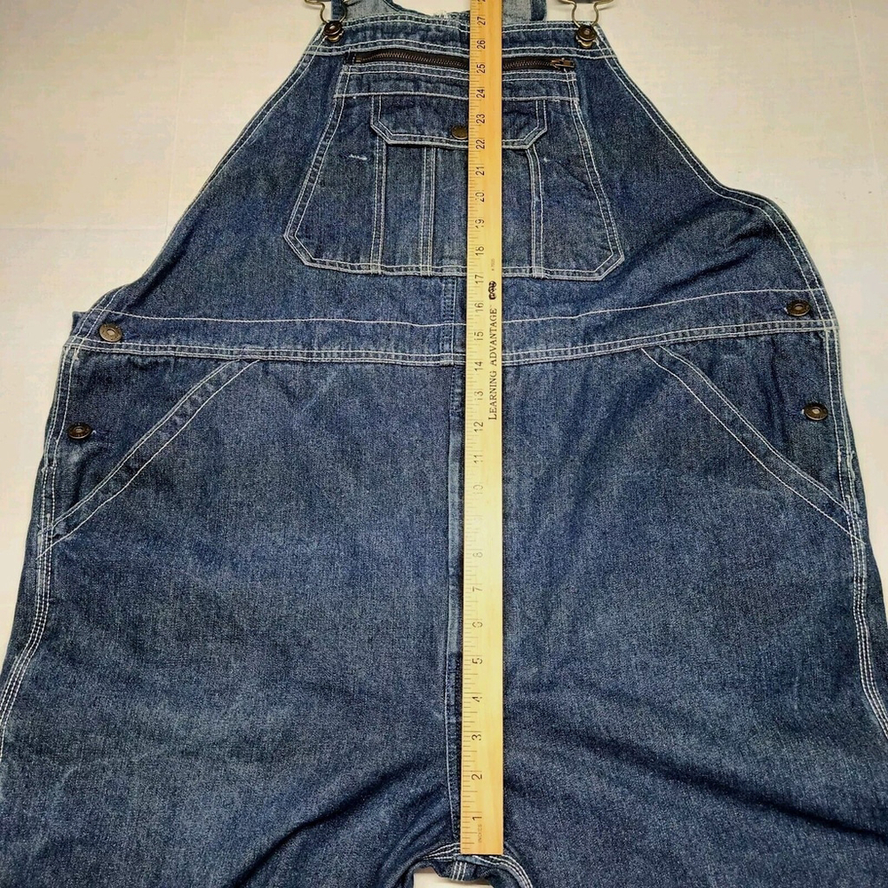 Mens Real Work Wear Denim Bib Overalls Relaxed Fit Blue 44W 30L Outdoor Mechanic - Picture 8 of 12